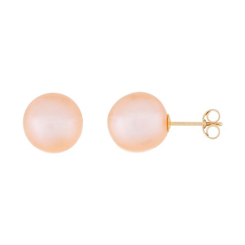 14k Gold 10 mm Freshwater Cultured Pearl Stud Earrings