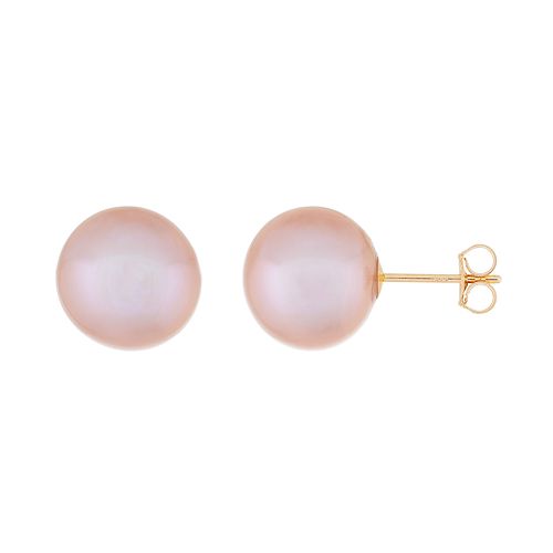 14k Gold 10 mm Freshwater Cultured Pearl Stud Earrings