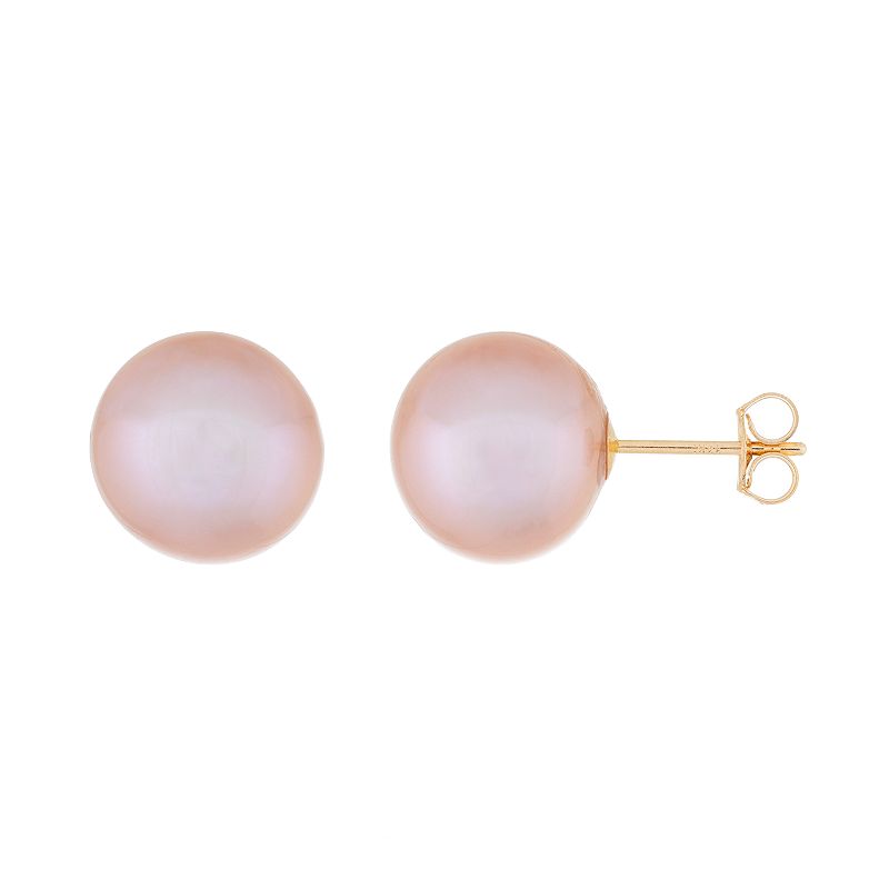 14k Gold 10 mm Freshwater Cultured Pearl Stud Earrings, Womens, Purple