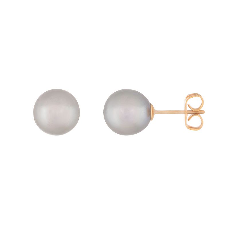 14k Gold 6 mm Freshwater Cultured Pearl Stud Earrings, Womens, Grey