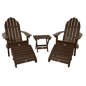 Elk Outdoors 2-pack Essential Adirondack Chairs & 2 Folding Ottomans & Side Table