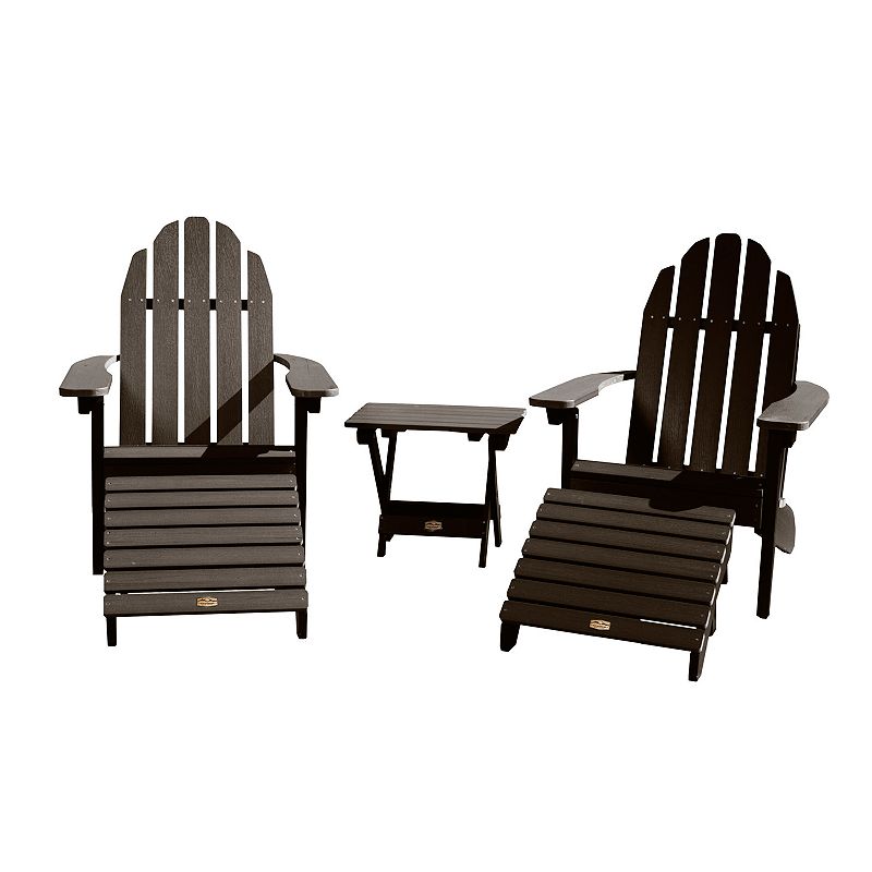 Elk Outdoors 2-pack Essential Adirondack Chairs & 2 Folding Ottomans & Side
