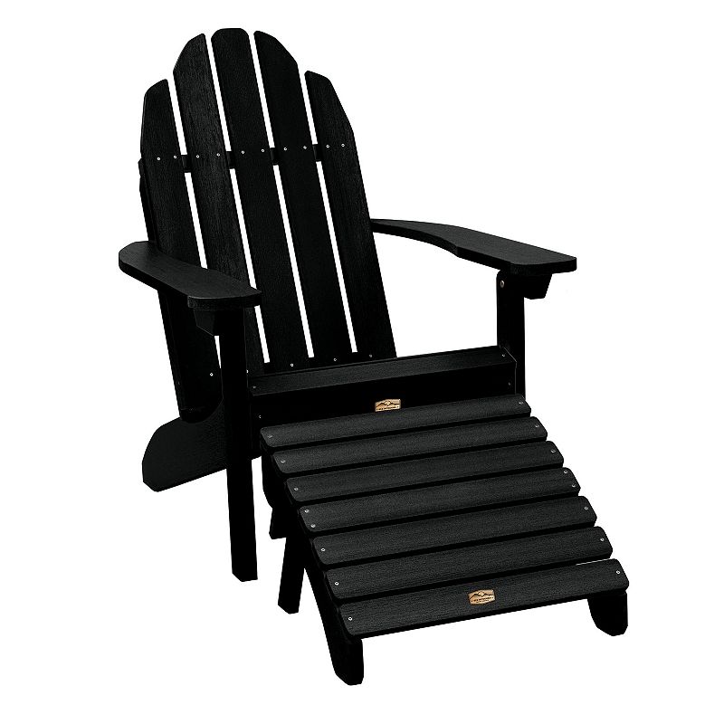 Elk Outdoors Essential Adirondack Chair & Folding Ottoman, Black