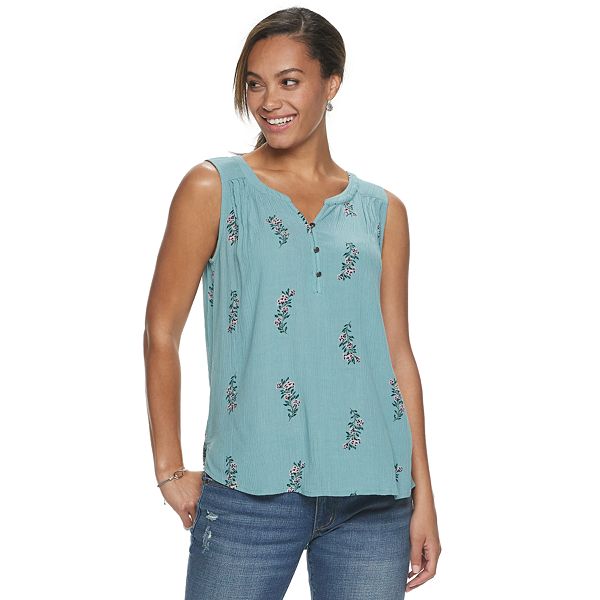 Women's Sonoma Goods For Life® 3-button Pintuck Tank