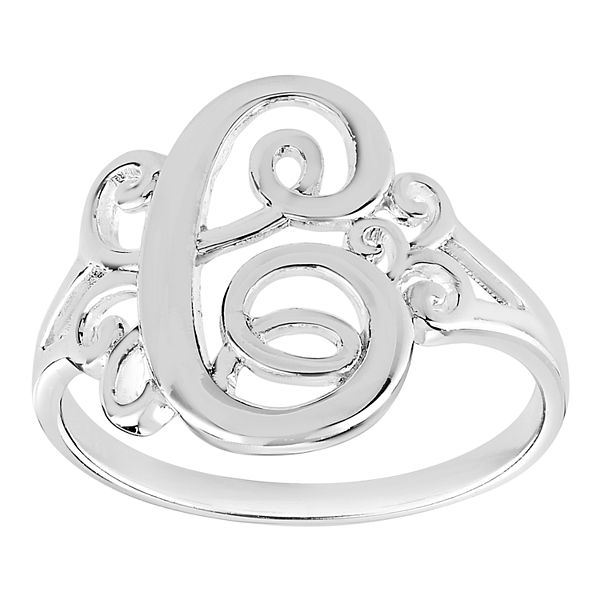 Sterling Silver Monogram Ring Silver Initial Ring 