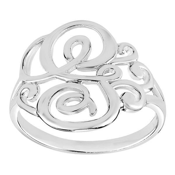 Womens PRIMROSE Sterling silver polished monogram initial B band ring size 7. - G (9)