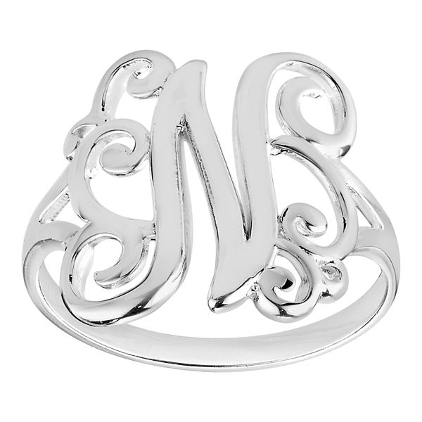 Womens PRIMROSE Sterling silver polished monogram initial B band ring size 7. - N (9)