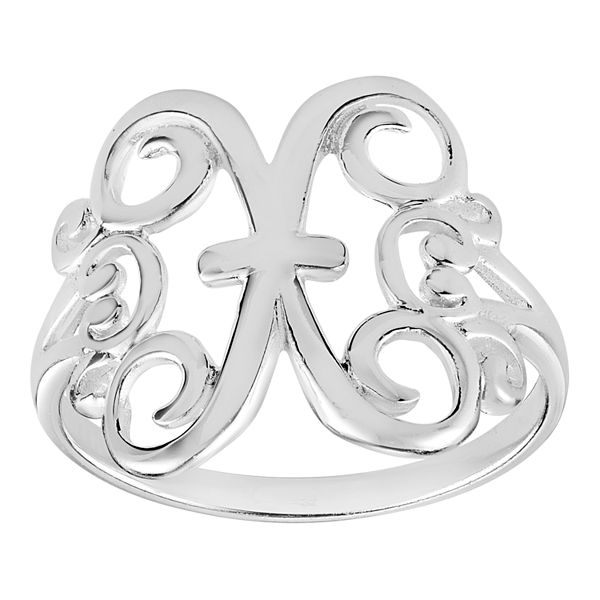 Womens PRIMROSE Sterling silver polished monogram initial B band ring size 7. - X (9)