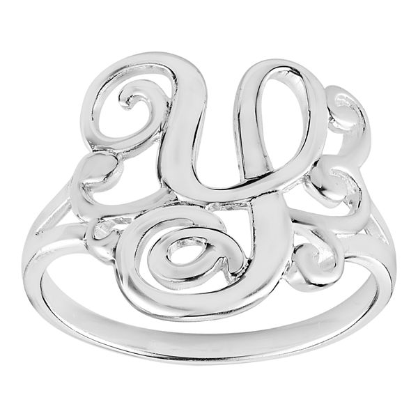 Womens PRIMROSE Sterling silver polished monogram initial B band ring size 7. - Y (8)