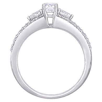 Stella Grace 14k White Gold 1/2 ct. T.W. Lab-Created Mossianite & 1/2 ct. T.W. Diamond 3-Stone Engagement Ring