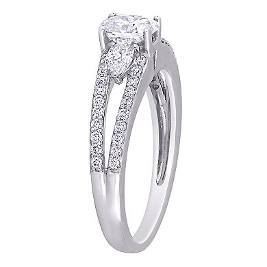Stella Grace 14k White Gold 1/2 ct. T.W. Lab-Created Mossianite & 1/2 ct. T.W. Diamond 3-Stone Engagement Ring