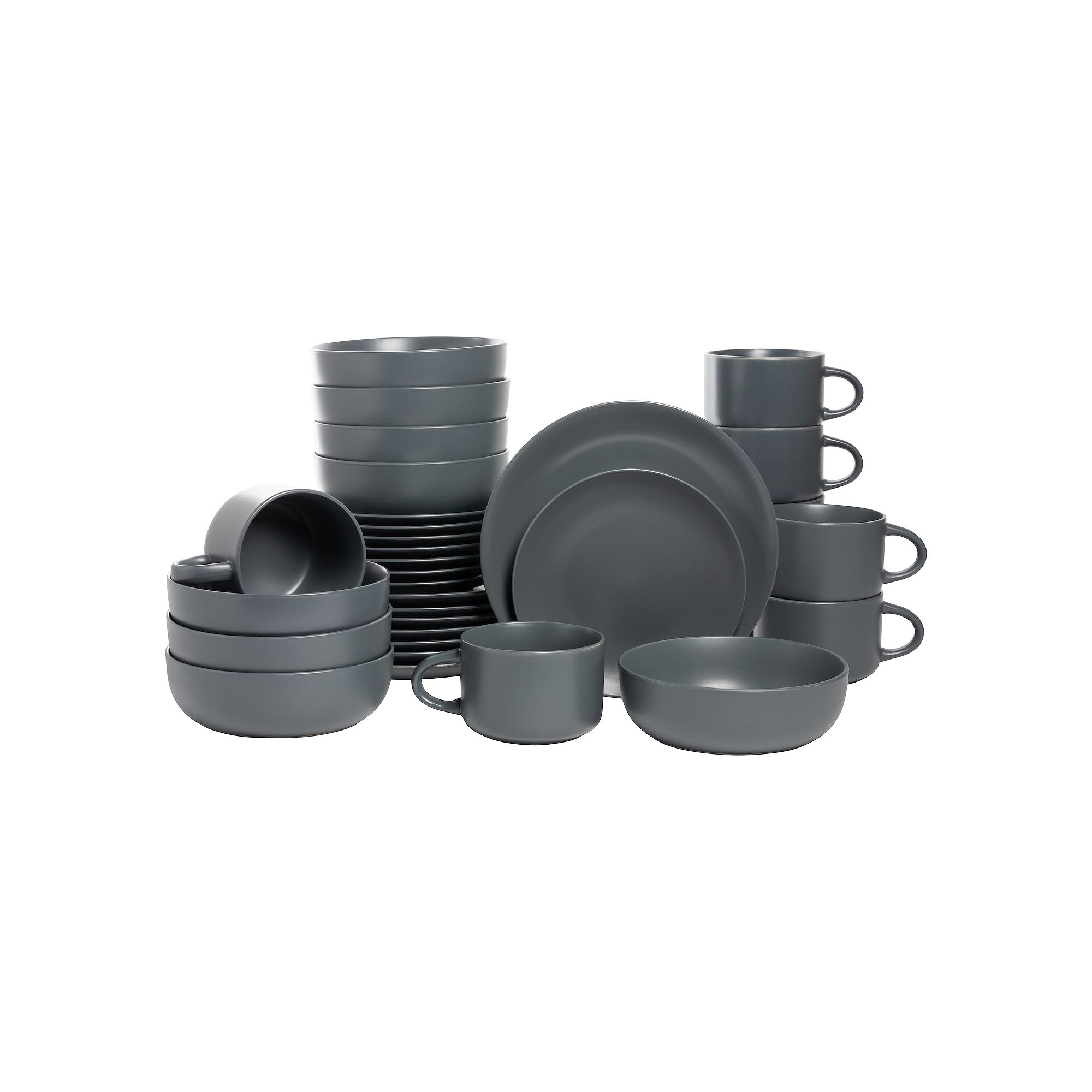 10 Strawberry Street 32-pc. Matte Coupe Dinnerware Set, Gray