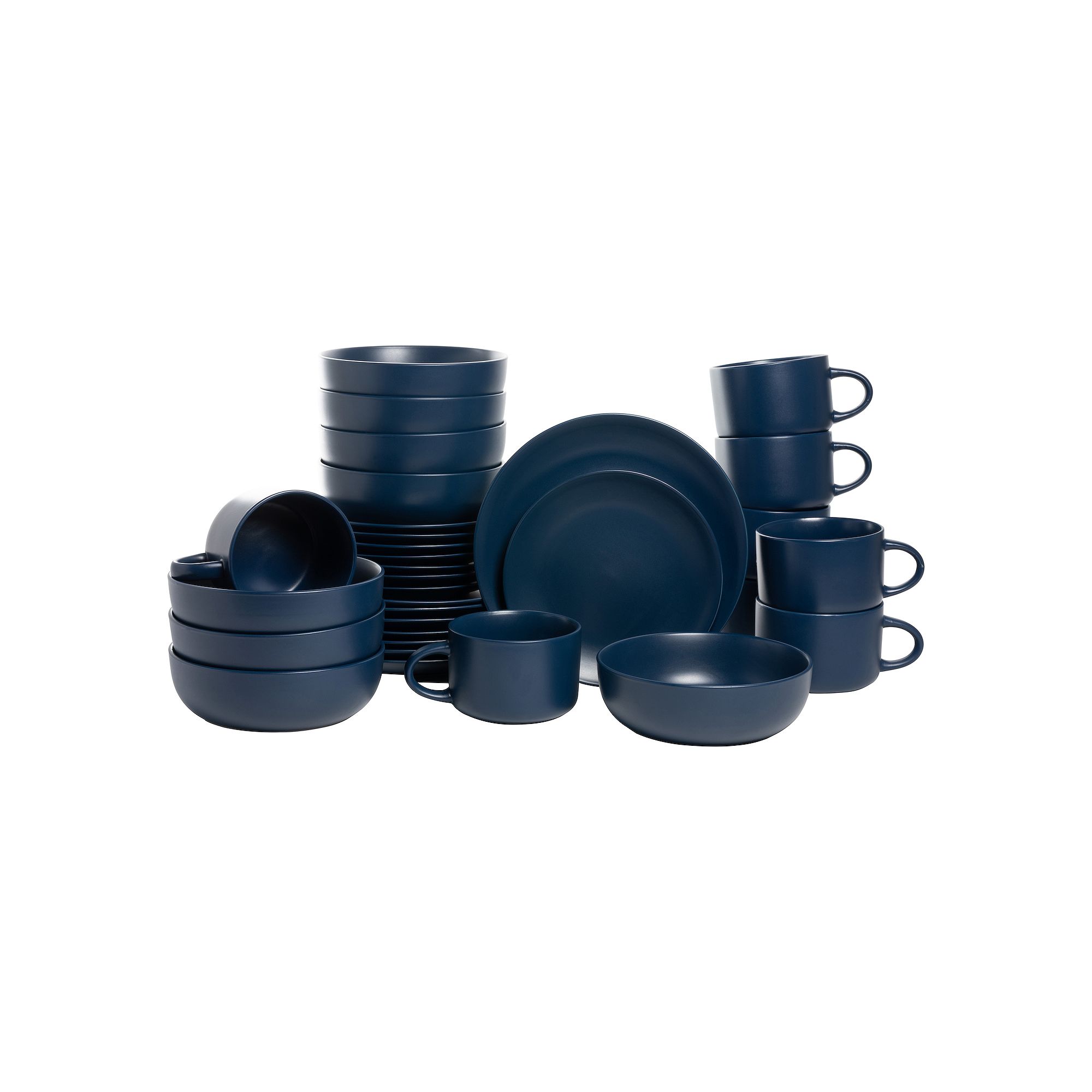 10 Strawberry Street 32-pc. Matte Coupe Dinnerware Set, Black Blue