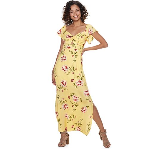 Juniors' Trixxi Floral CutoutKeyhole Maxi Dress