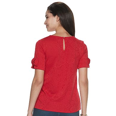 Women's ELLE™ Short Sleeve Bow Tie Top
