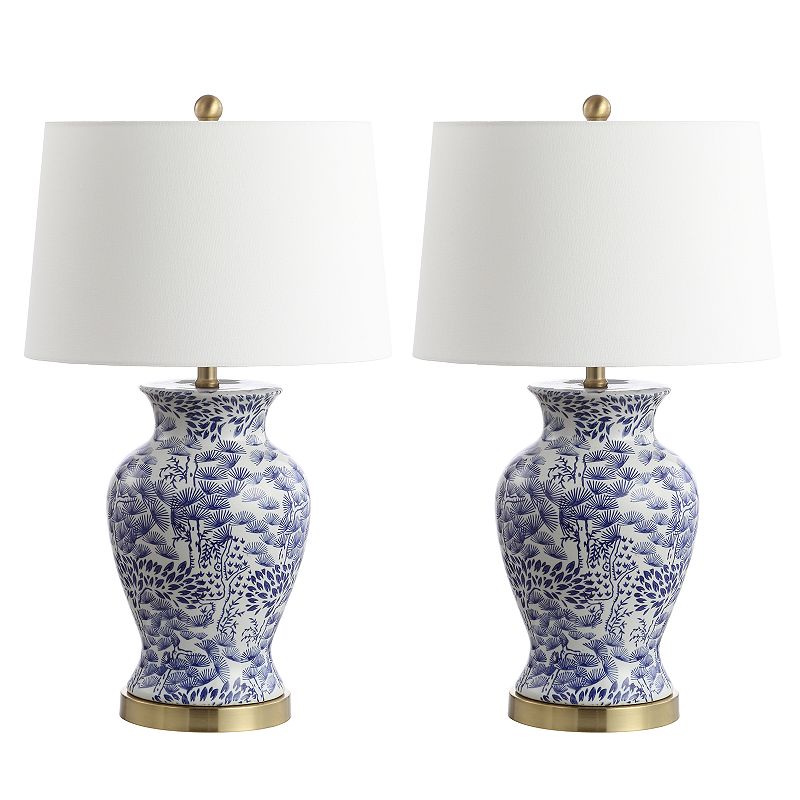 SAFAVIEH Alona Floral 27.5 in. H Table Lamp  Blue/White  Set of 2