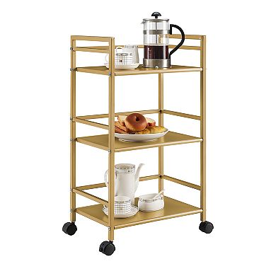 Novogratz Helix 3-Shelf Metal Rolling Utility Cart