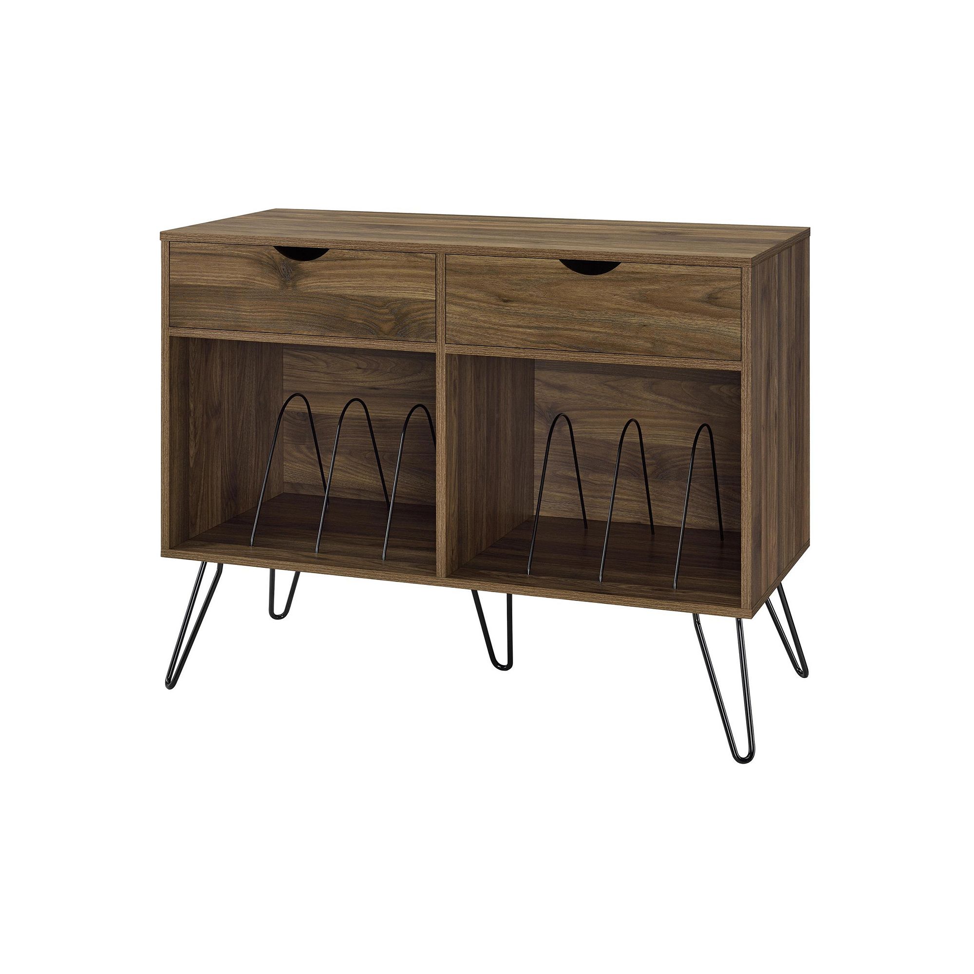 Novogratz Concord Turntable Stand with Drawers, Columbia Brown