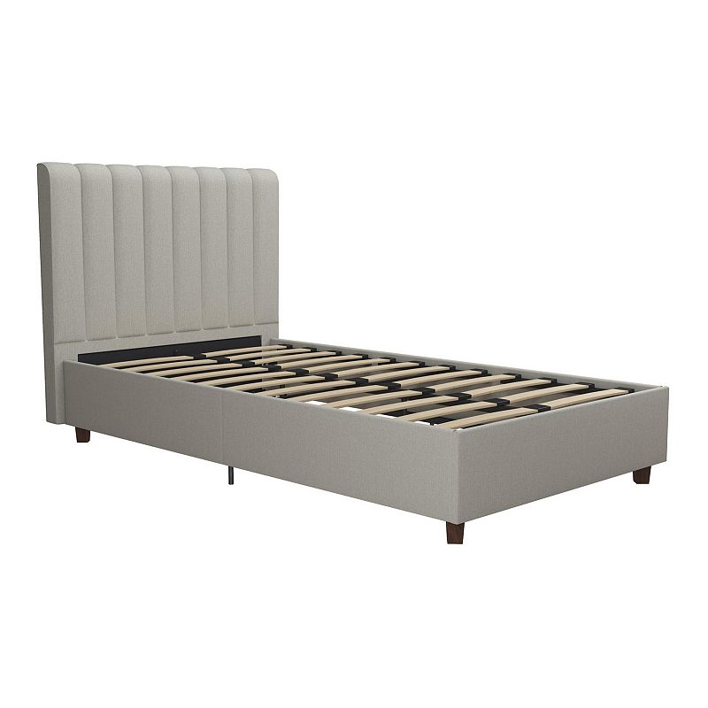  Queen Brittany Upholstered Bed Light Gray Linen - Novogratz