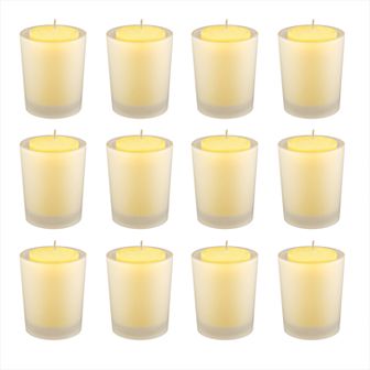 LumaBase 12 ct 15-hr. Citronella Votive Candles with Frosted Glass Holders