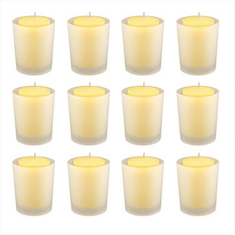 LumaBase 12 ct 15-hr. Citronella Votive Candles with Frosted Glass Holders