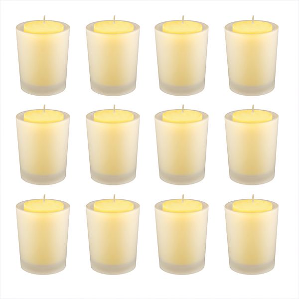 LumaBase 12ct. 15hr. Citronella Votive Candles with Frosted Glass Holders