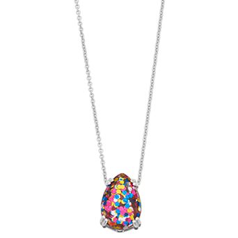 Aleure Precioso Glitter Pear Pendant Necklace