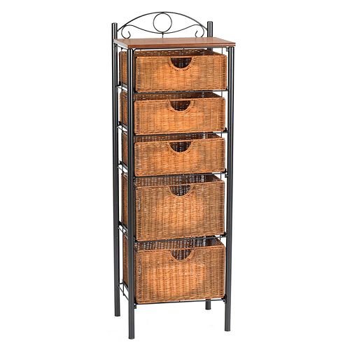 Iron and Wicker Narrow Storage