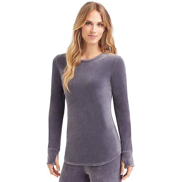 Women's Cuddl Duds Double Plush Velour Long Sleeve Crew