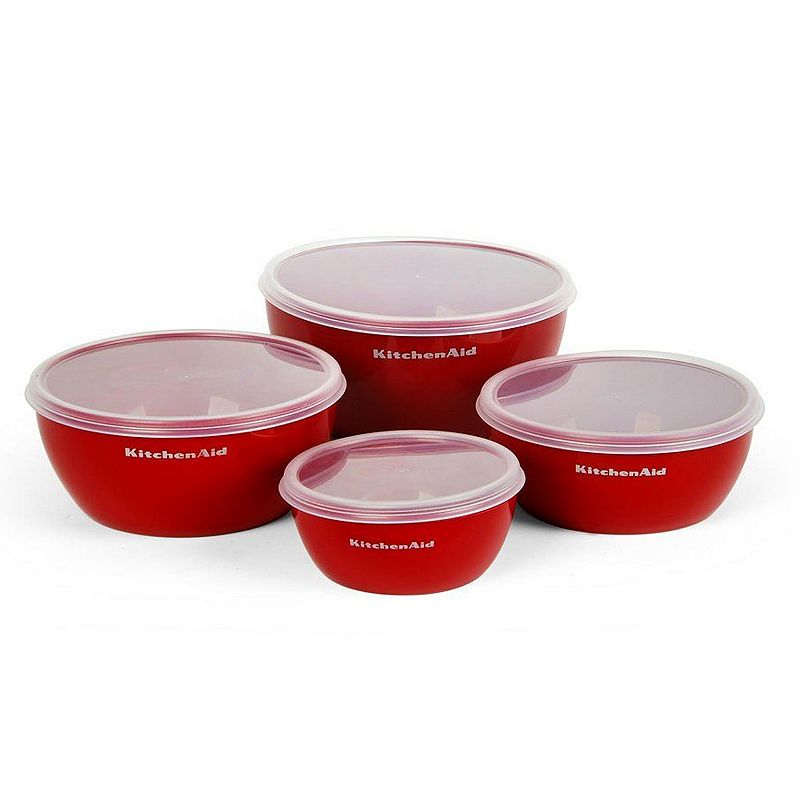 JoyJolt Set of 4 Glass Mixing Bowls with Lids ,Grey