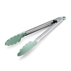 KitchenAid Stainless Steel Silicone Tipped Tongs, Aqua Sky