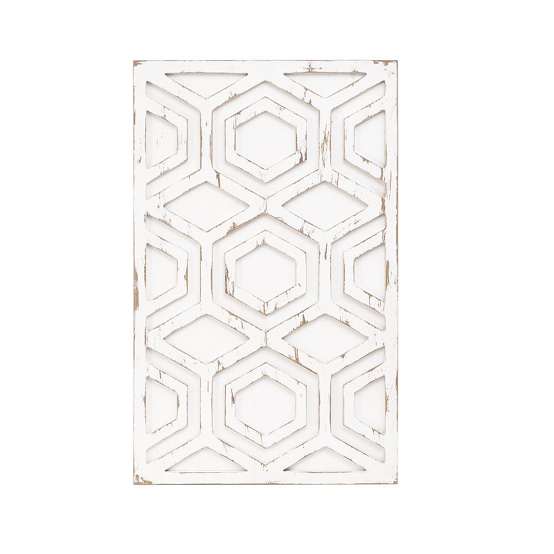 INK+IVY Ralston Wooden Patterned Wall Art, White, 20X32