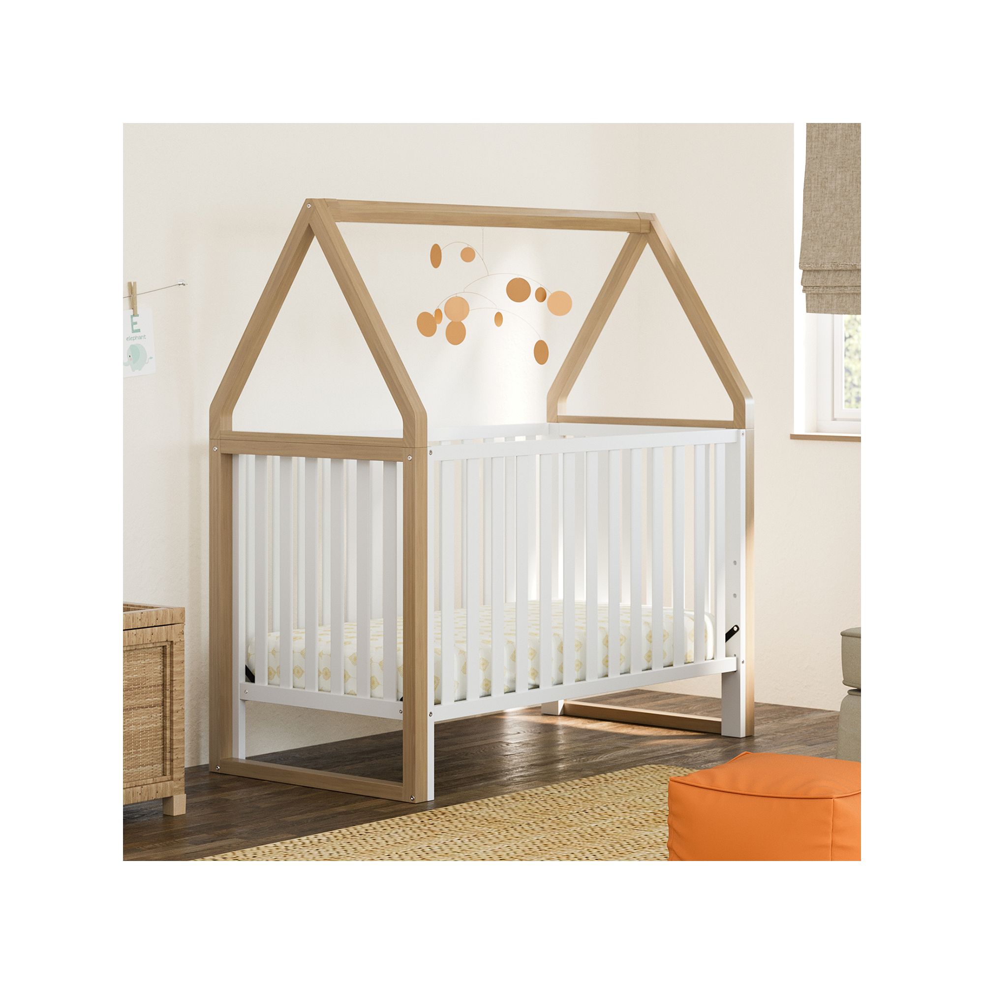 Storkcraft Orchard 5-in-1 Convertible Crib, White Brown