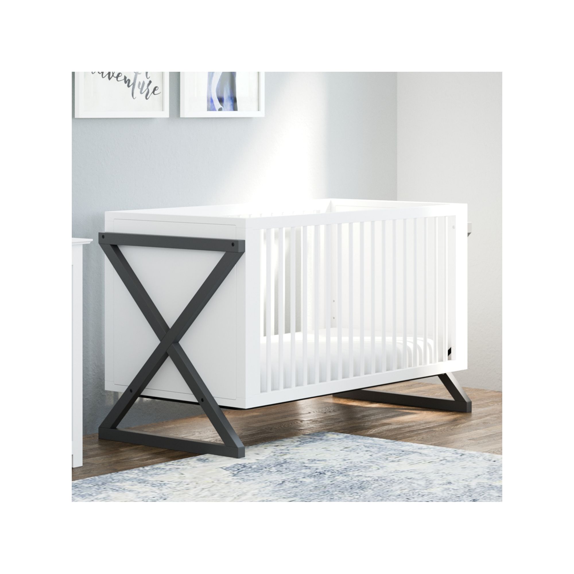 Storkcraft Equinox 3-in-1 Convertible Crib, White Gray