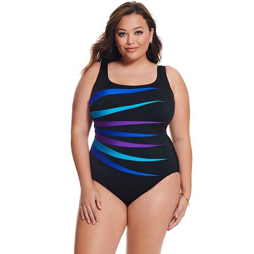 Plus Size Great Lengths Colorblock D Cup One Piece Swimsuit