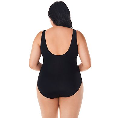 Plus Size Great Lengths Twist Sash D-Cup One-Piece Swimsuit