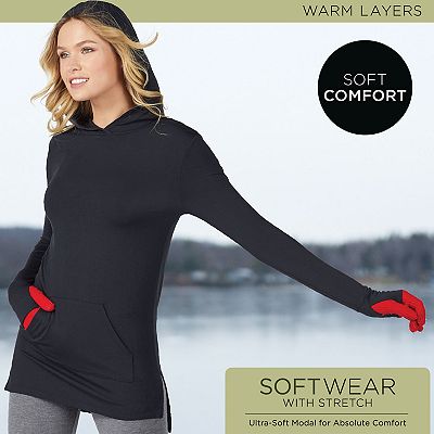 Women s Cuddl Duds Softwear with Stretch Long Sleeve Hoodie Tunic