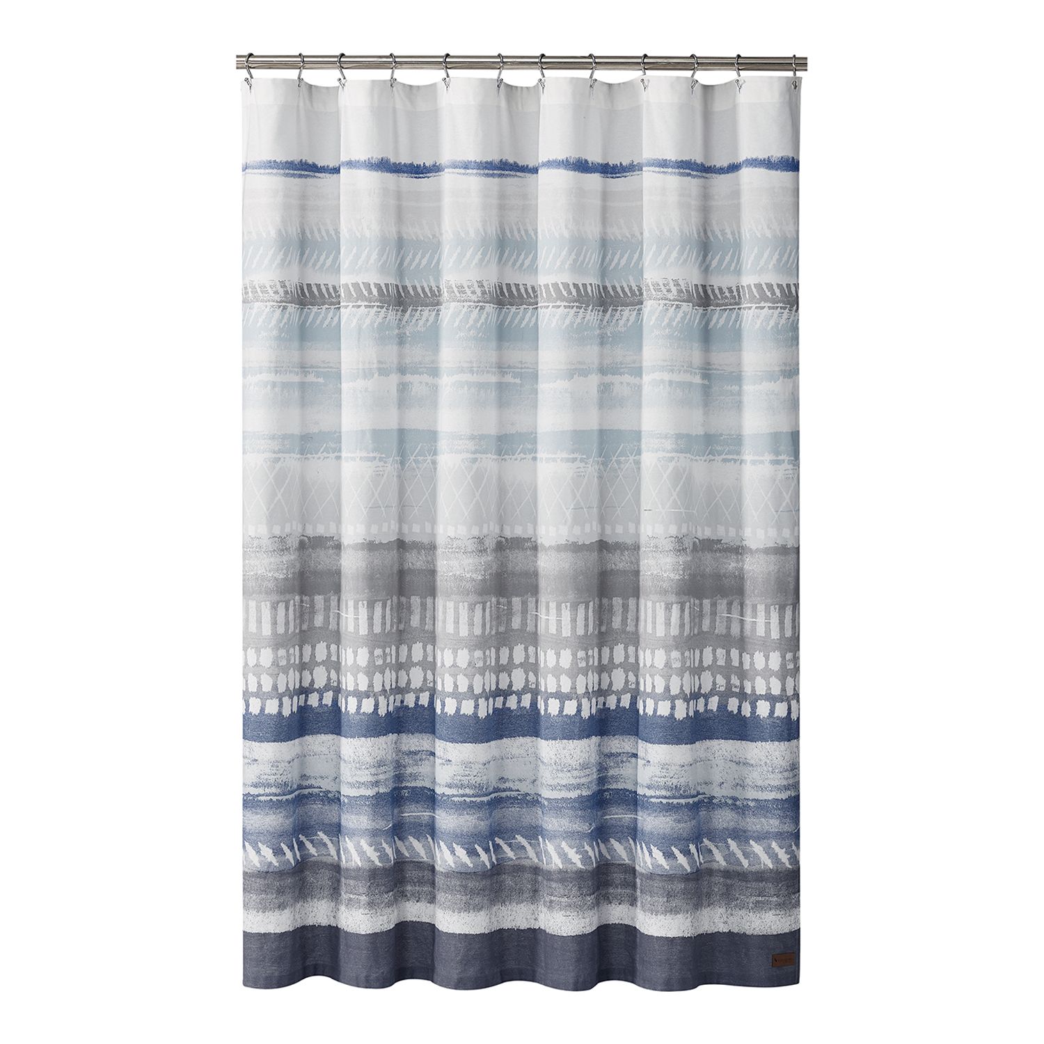 blue grey white shower curtain