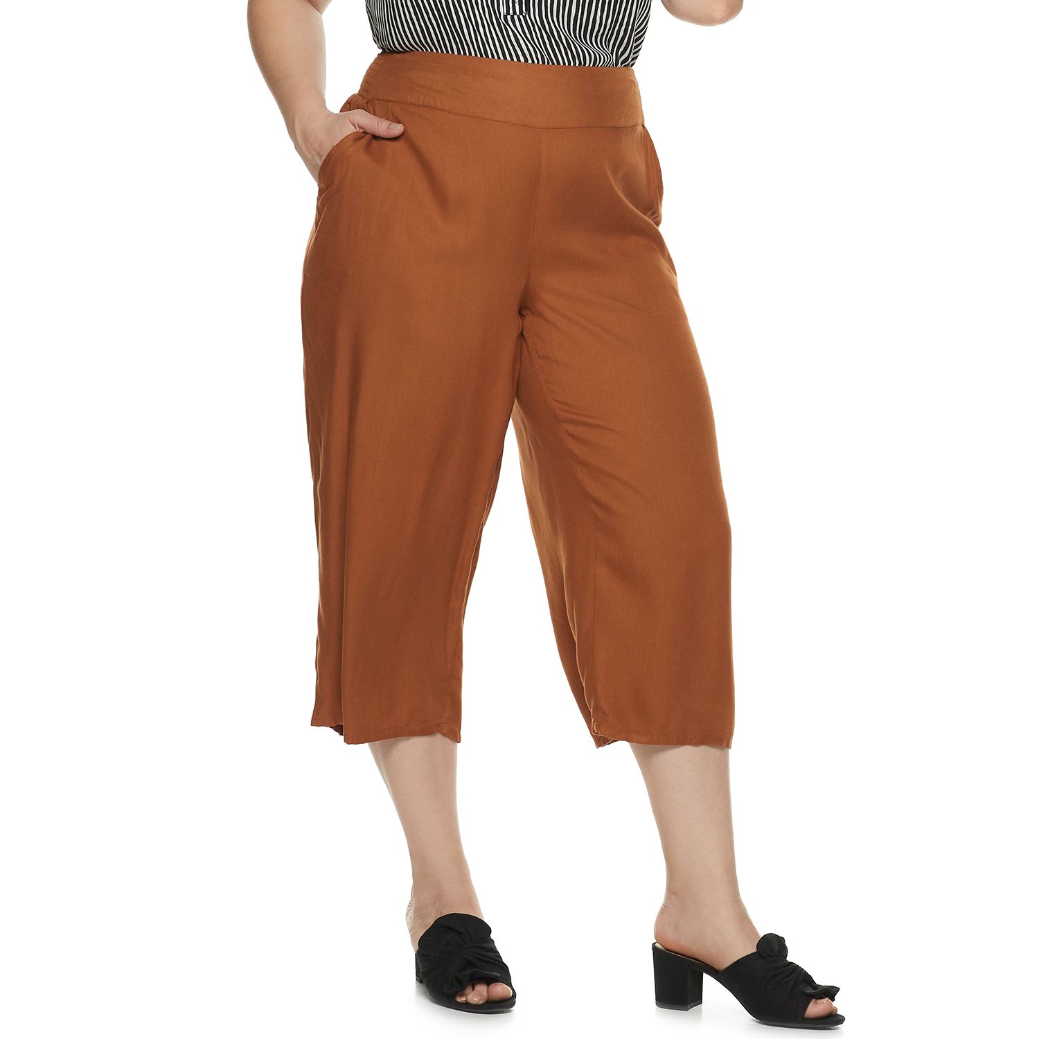 plus size khaki crop pants