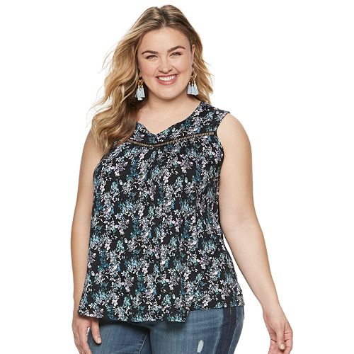 Plus Size EVRI Split Neck Tank