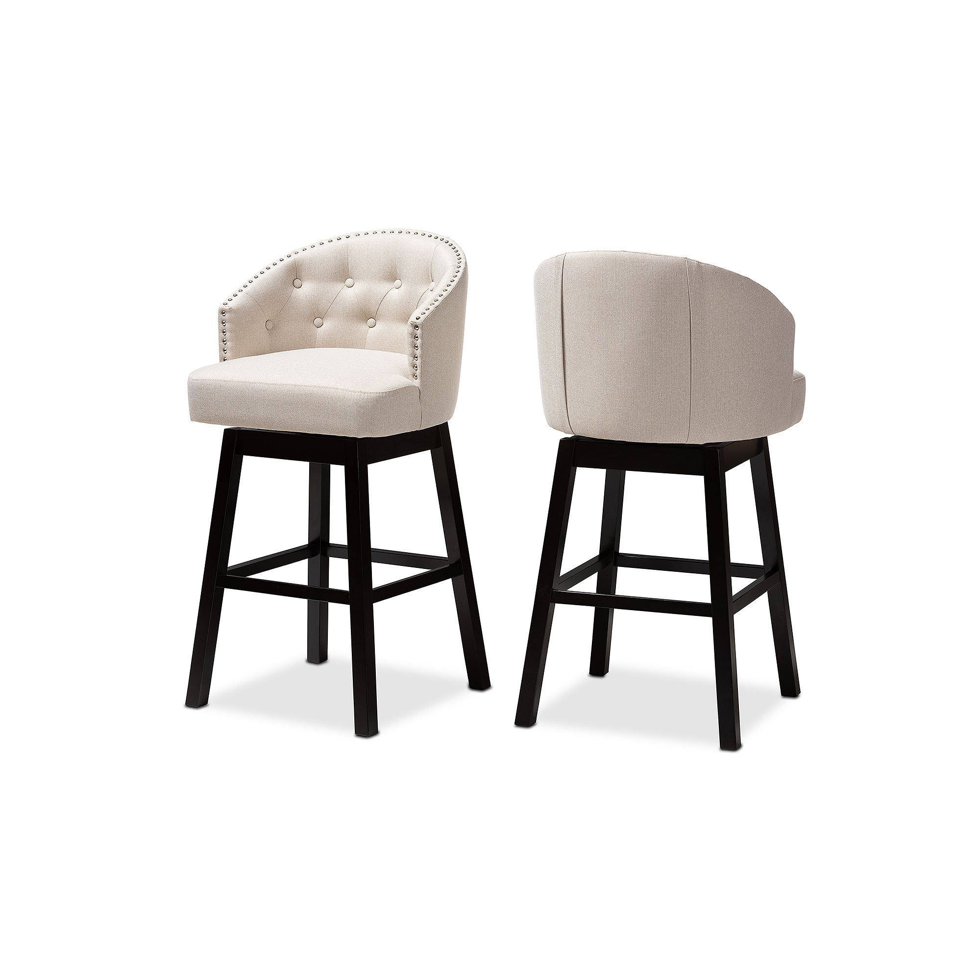 Baxton Studio Theron Bar Stool 2-piece Set, Beige