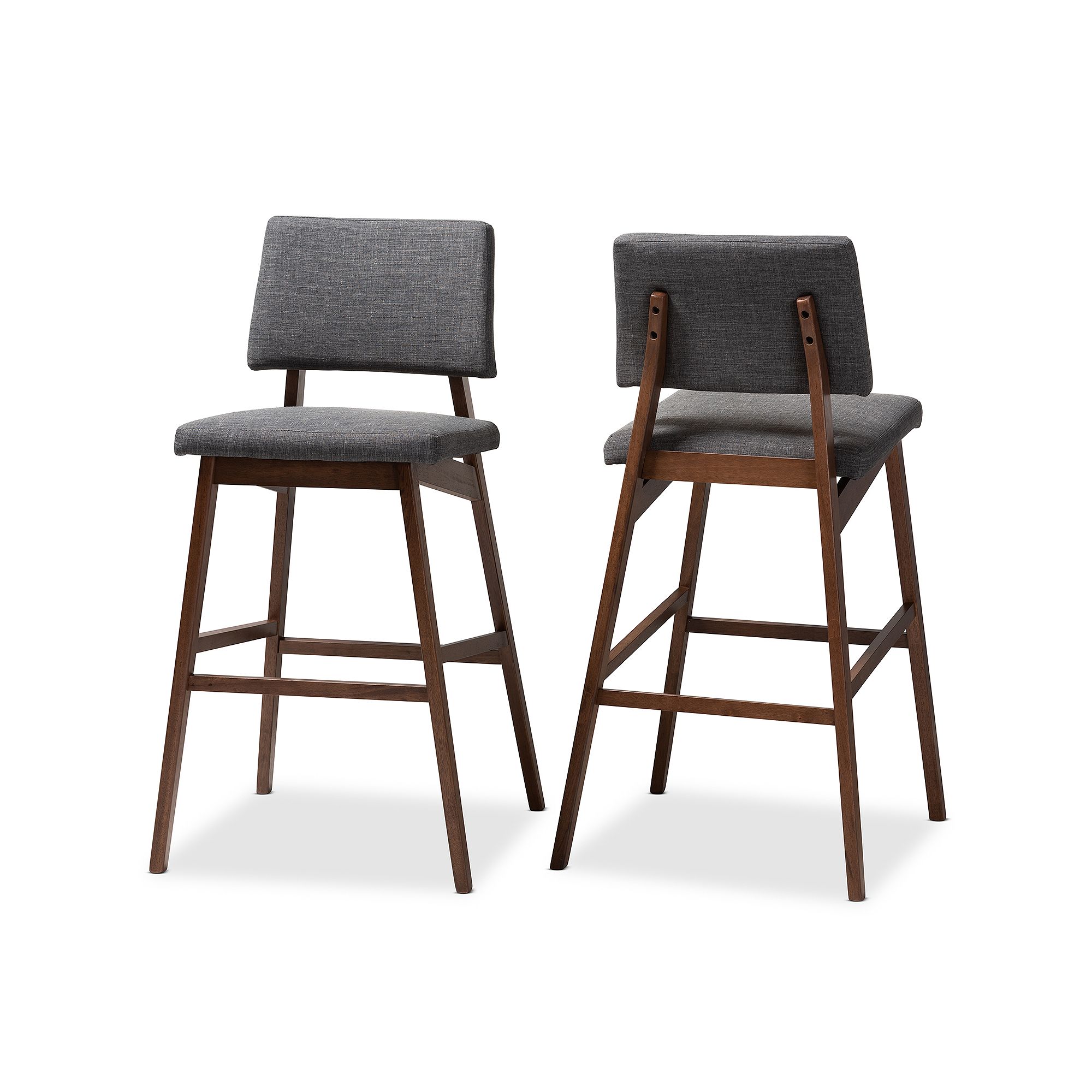 Baxton Studio Colton Bar Stool 2-piece Set, Gray
