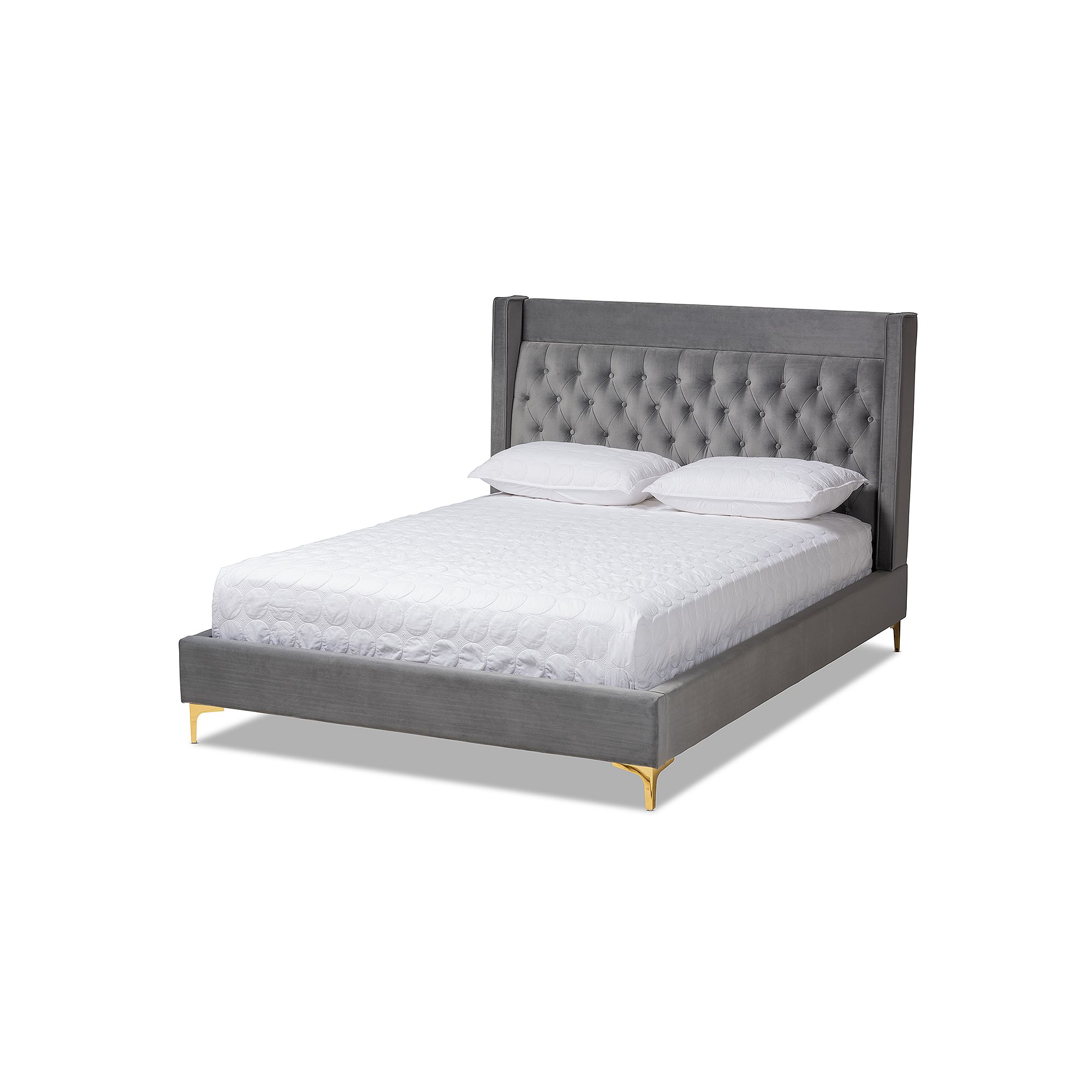 Baxton Studio Valery Tufted Bed, Gray