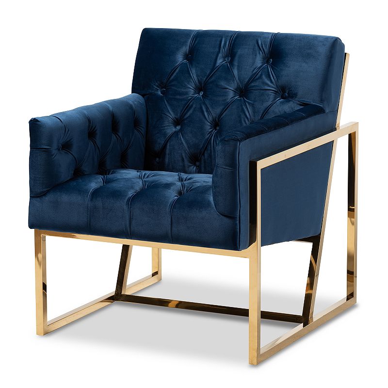 Baxton Studio Milano Tufted Accent Chair, Blue