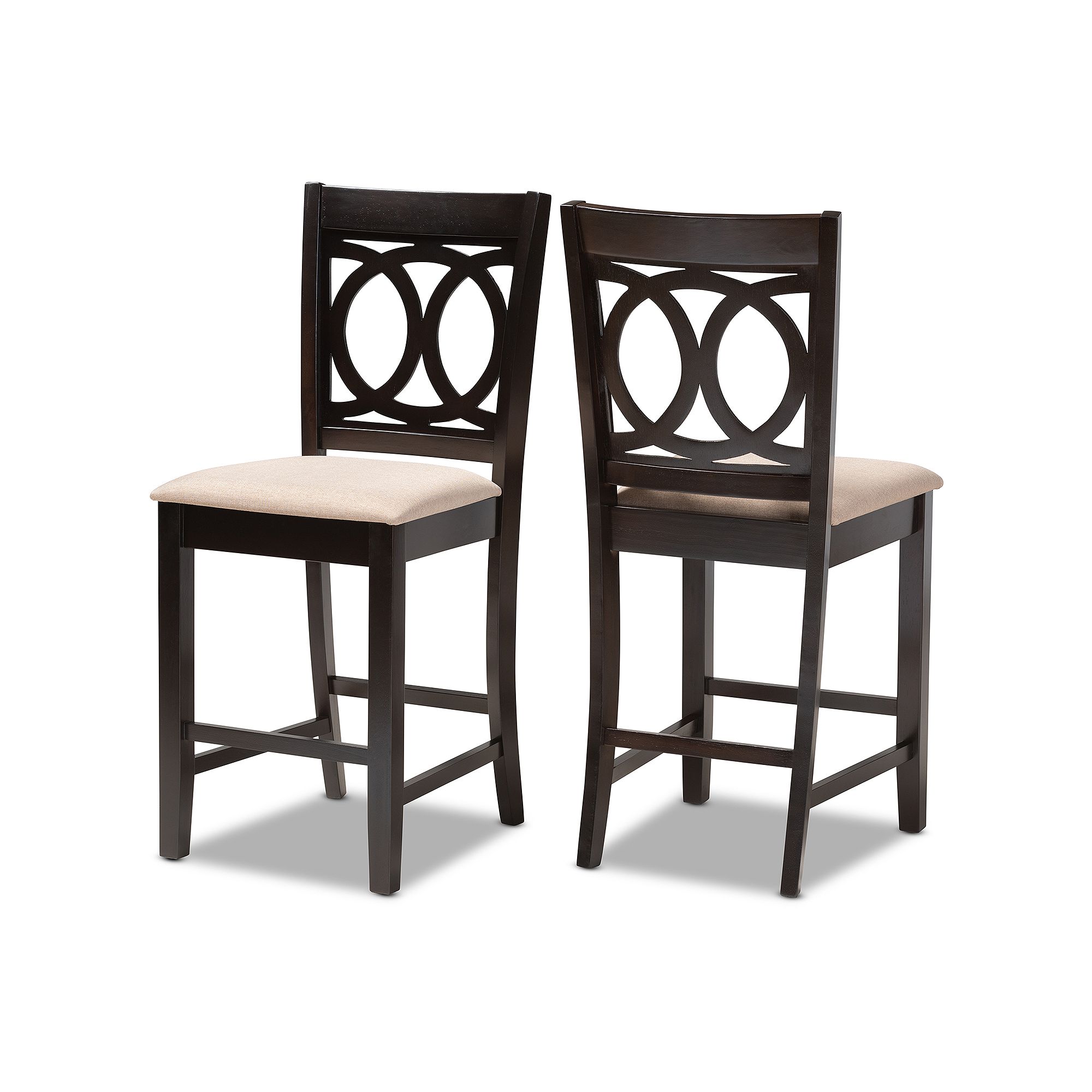 Baxton Studio Lenoir Counter Stool 2-piece Set, Brown