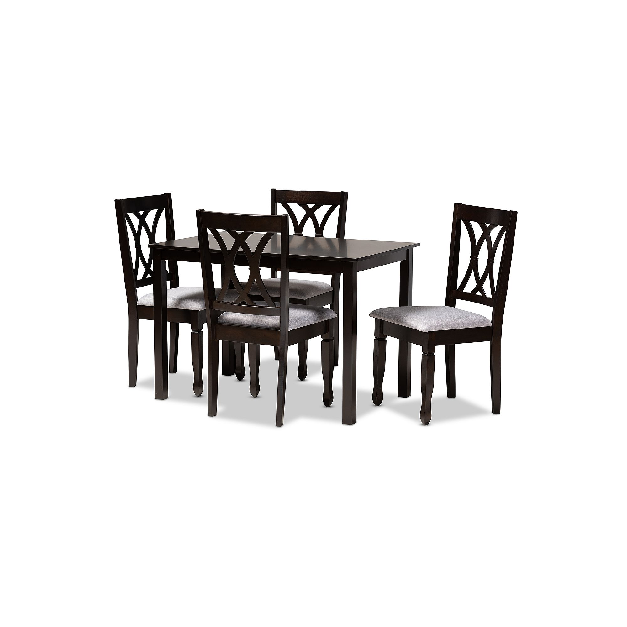 Baxton Studio Reneau Dining Table & Chair 5-piece Set, Gray
