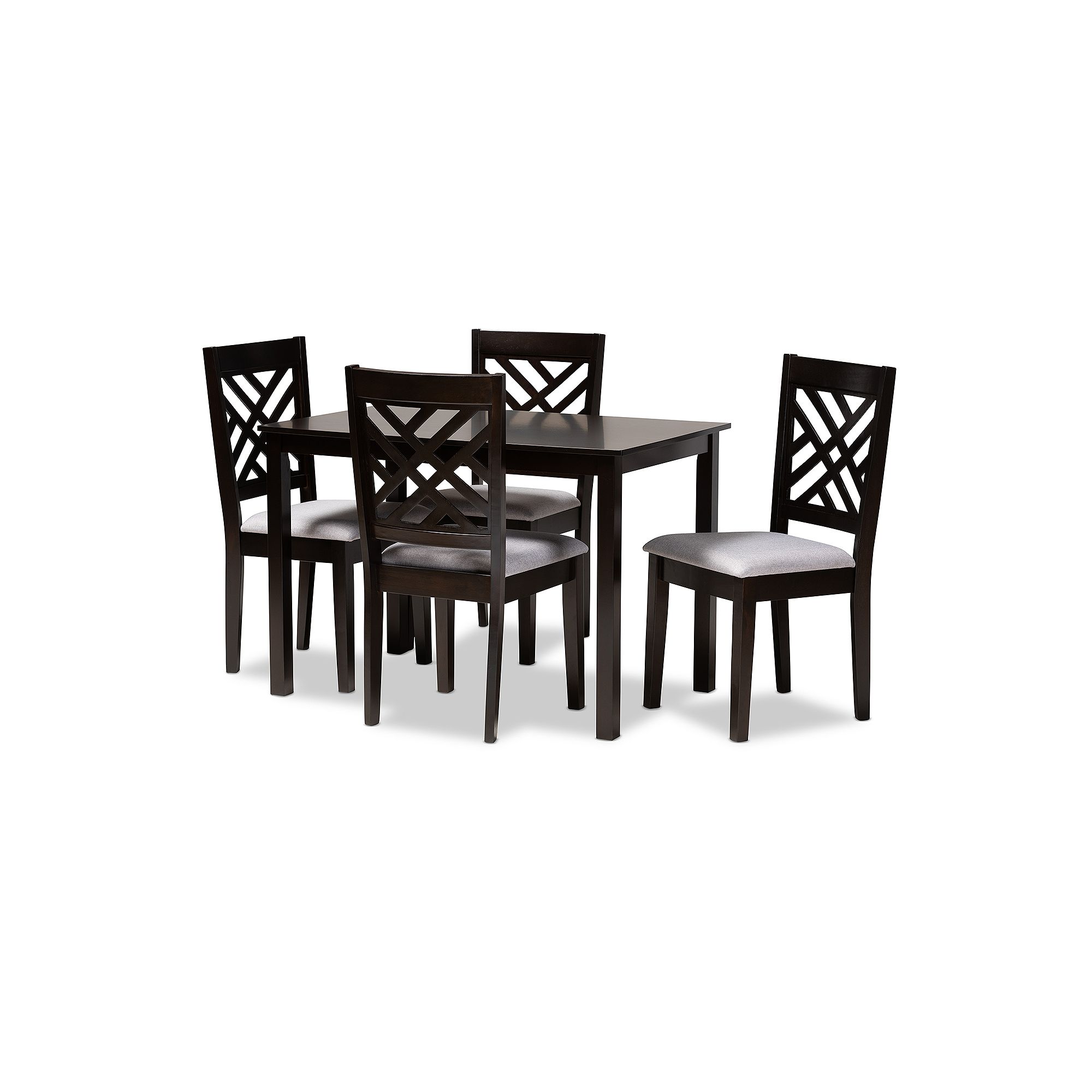 Baxton Studio Caron Dining Table & Chair 5-piece Set, Gray