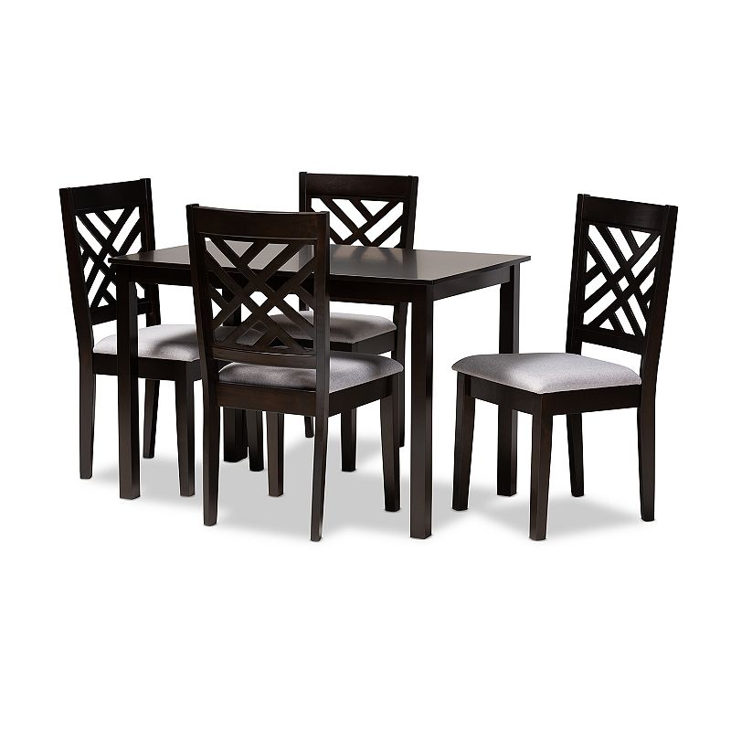Baxton Studio Caron Dining Table & Chair 5-piece Set, Grey