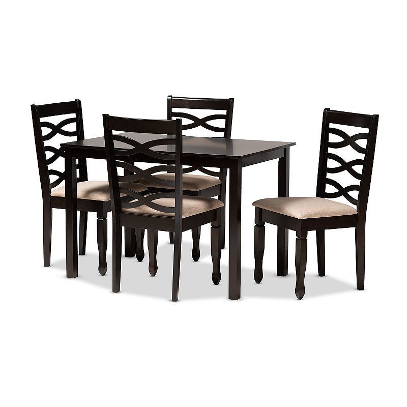 Baxton Studio Lanier Dining Table & Chair 5-piece Set, Brown