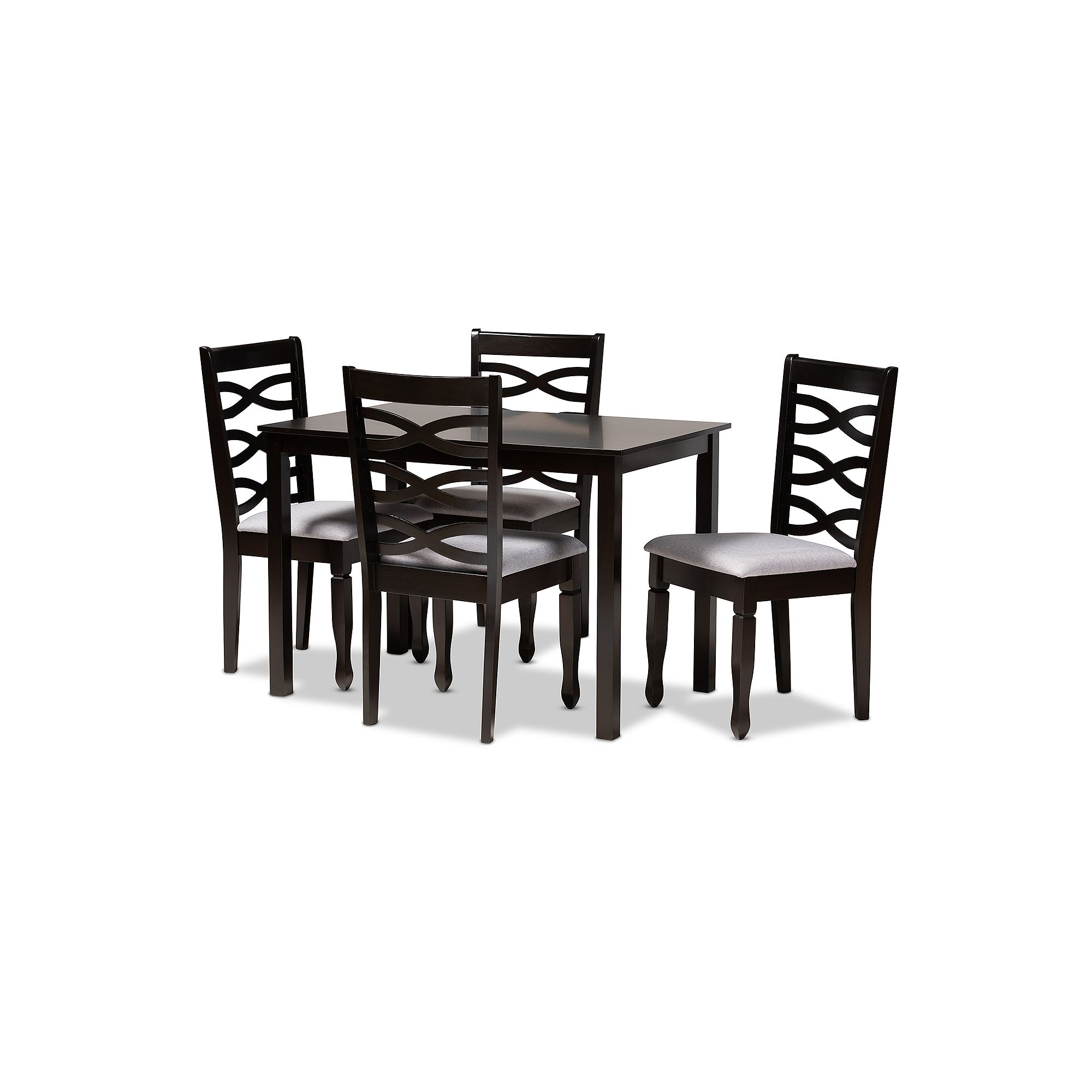 Baxton Studio Lanier Dining Table & Chair 5-piece Set, Gray